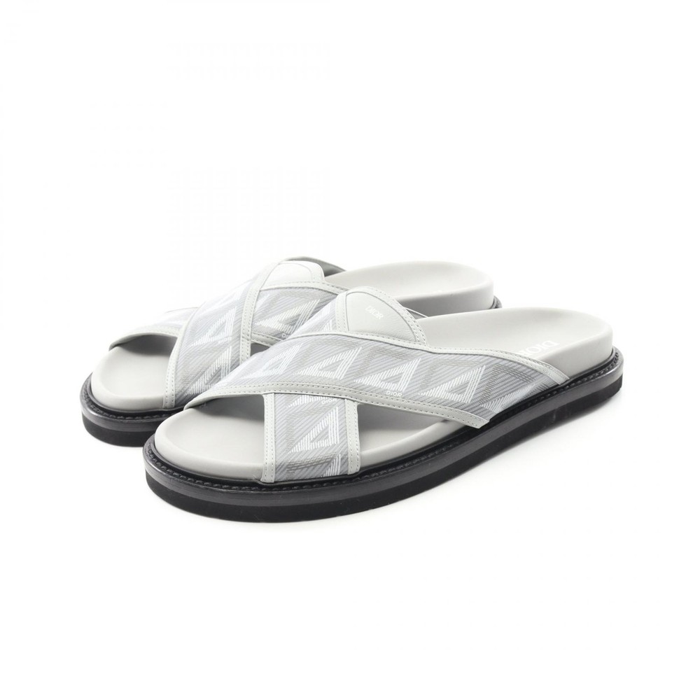 Christian Dior Aqua CD Diamond Sandals size 42 gray canvas leather pre-owned