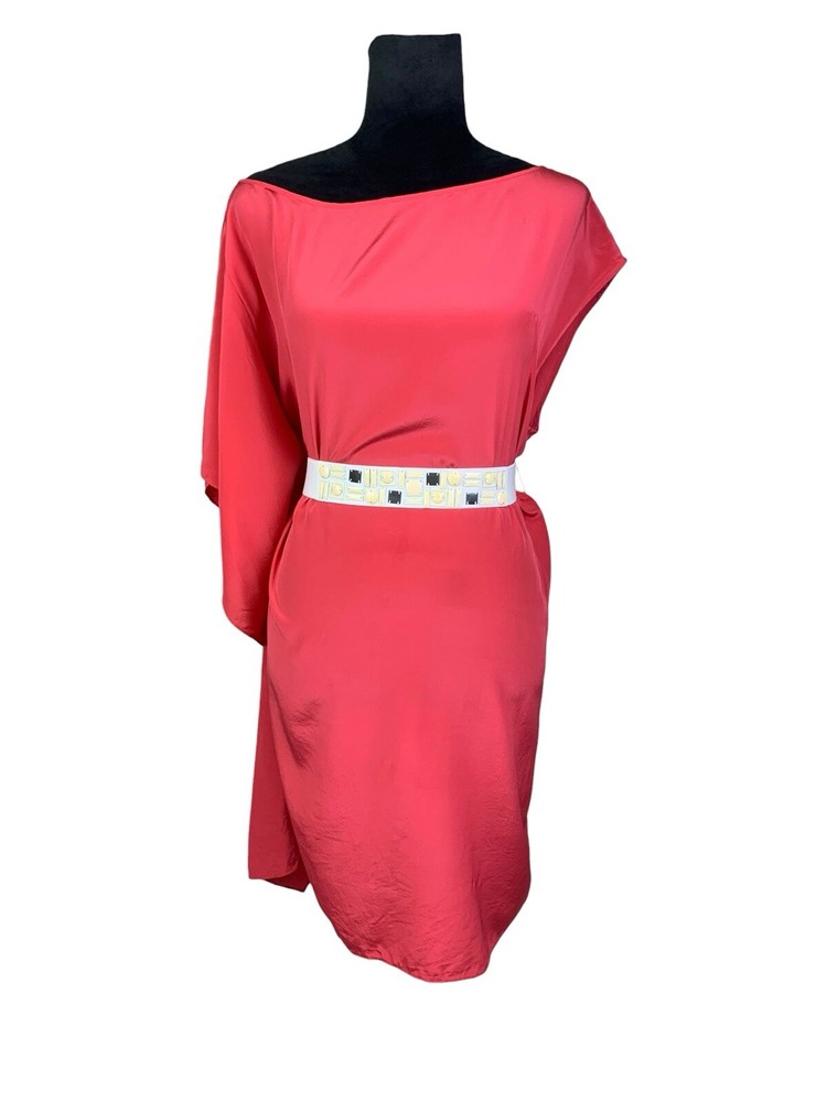 BCBGMAXAZRIA Pink Silk Mini Dress with Belt Size M 100% Silk