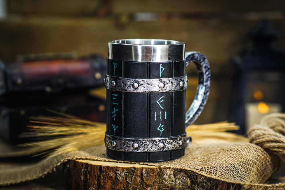 Viking Mug, Tree of LIfe, Thor & Odin, Tankard Nordic Beer Cup Stainless Steel