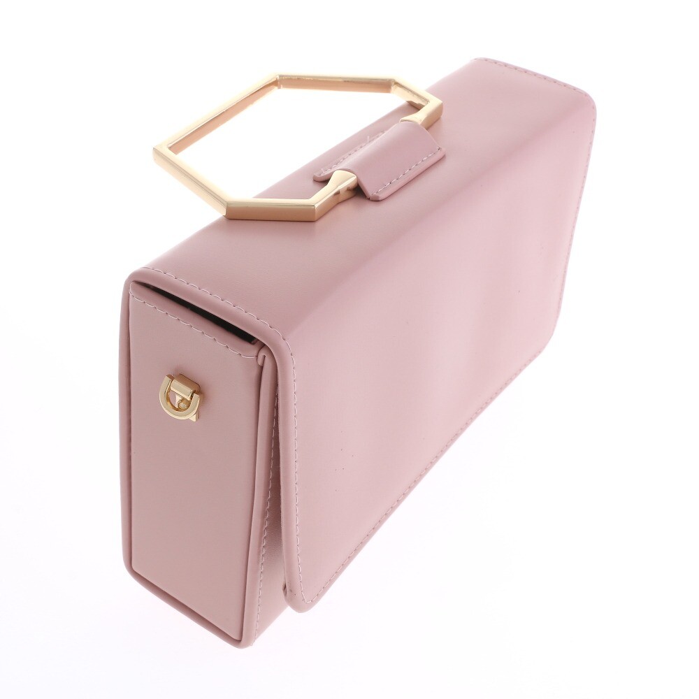 New Gold Metal Handle Pink Leatherette Clutch Evening Bag KBD145-PNK
