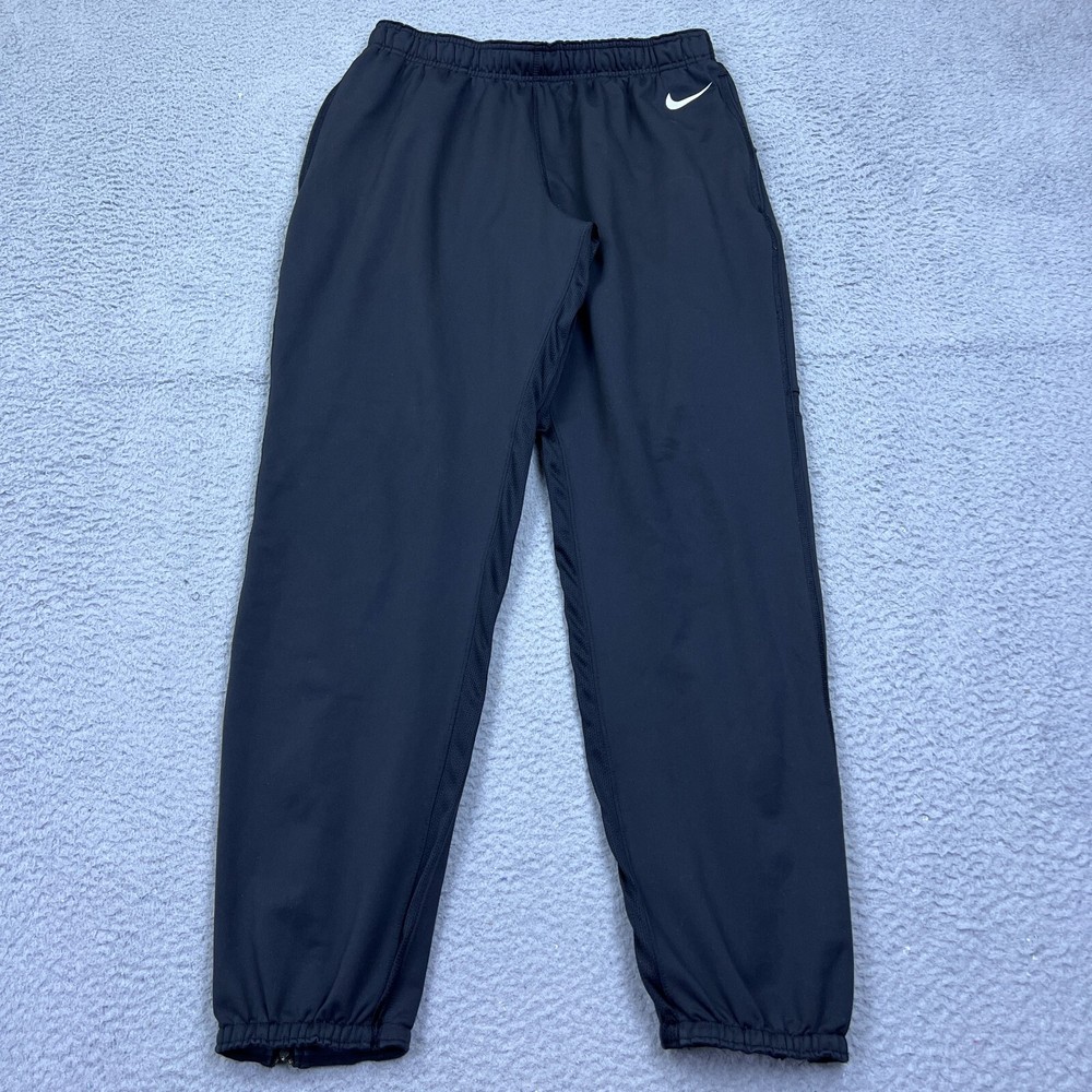 NIKE Dri-Fit Running Training Ankle Zip Pants Mens Large Black Reflective
