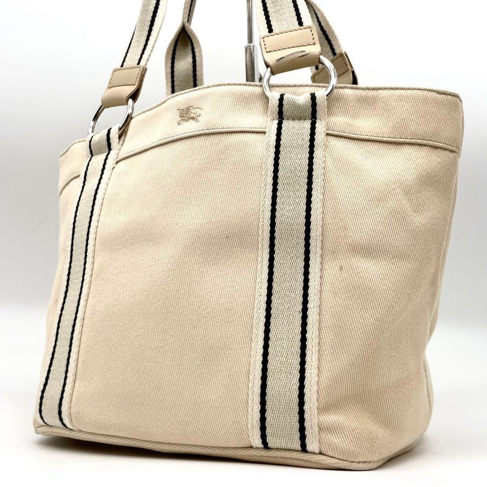 Burberry Blue Label Tote Bag A4 Denim White