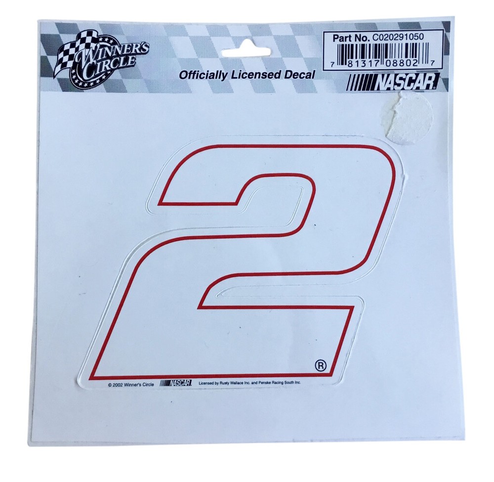 Rusty Wallace #2 NASCAR Number Decal 4.5x3.5 Inch 2002