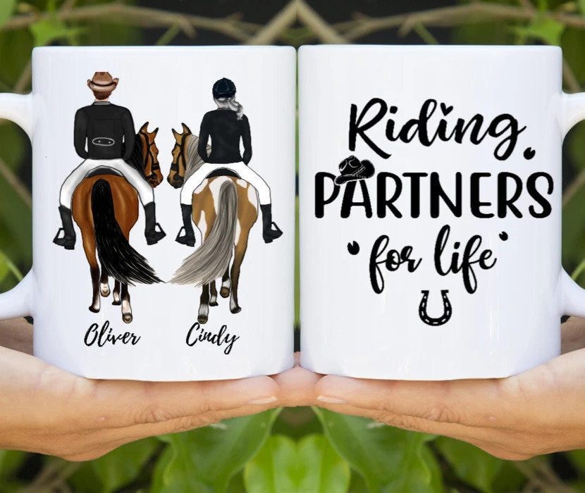 Custom Horse Riding Couple Mug Personalized Equestrian Gift