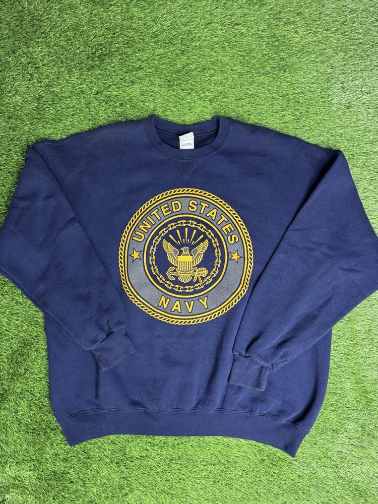 US Navy Vintage 90s Men's XL Crewneck Sweatshirt Soffe USN Military Made in USA