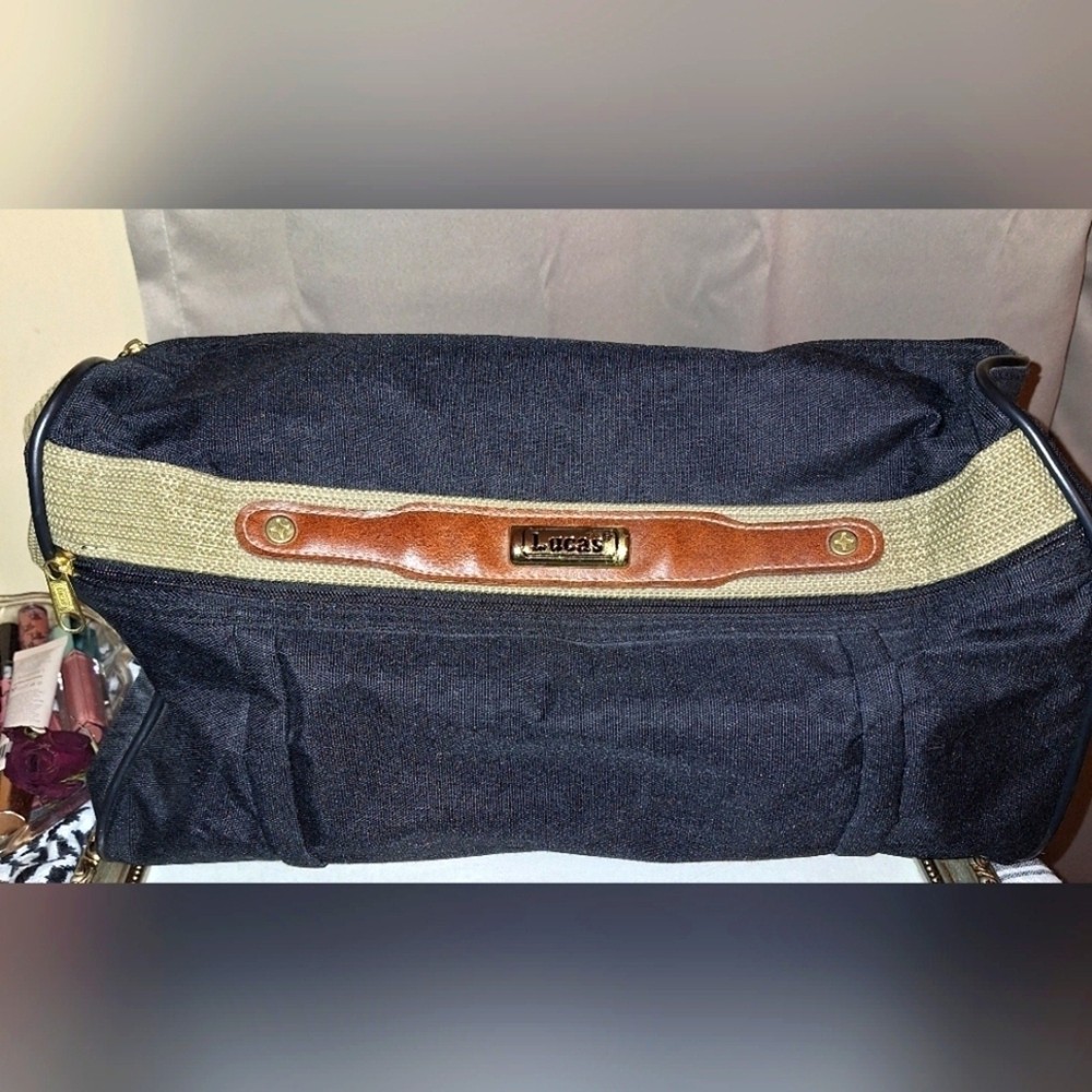 Vintage 90s Lucas Black Brown Duffle Bag for Gym Travel School College  