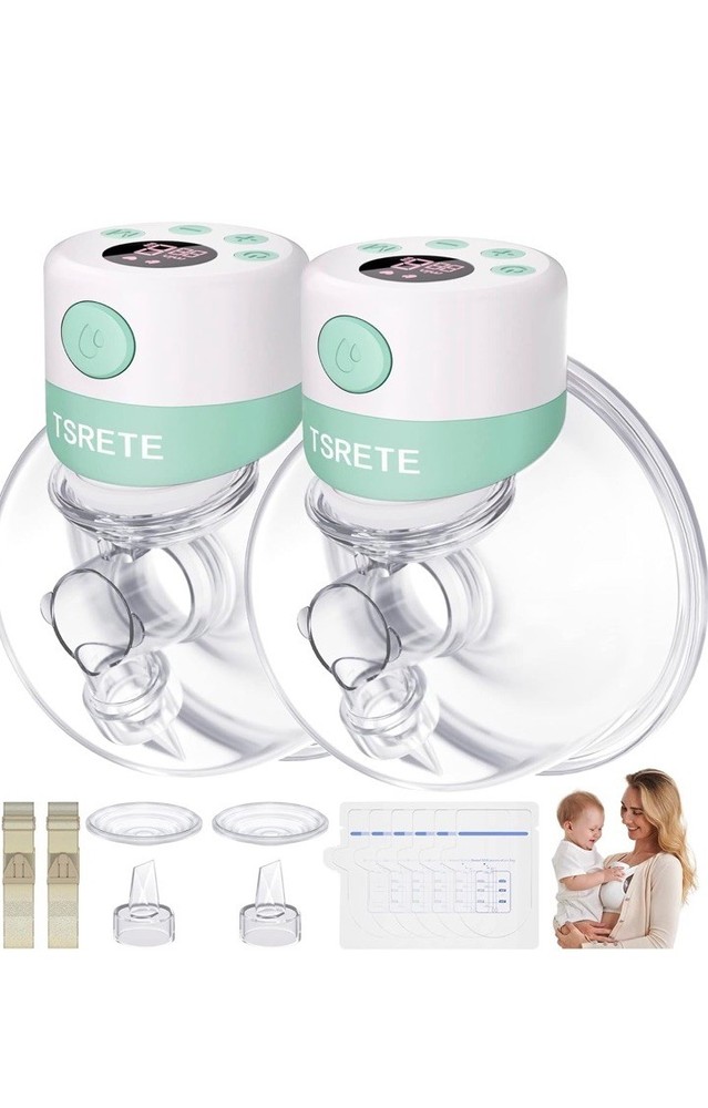 TSRETE S12 Wearable Electric Breast Pump 2-Pack Lightweight Hands-Free White
