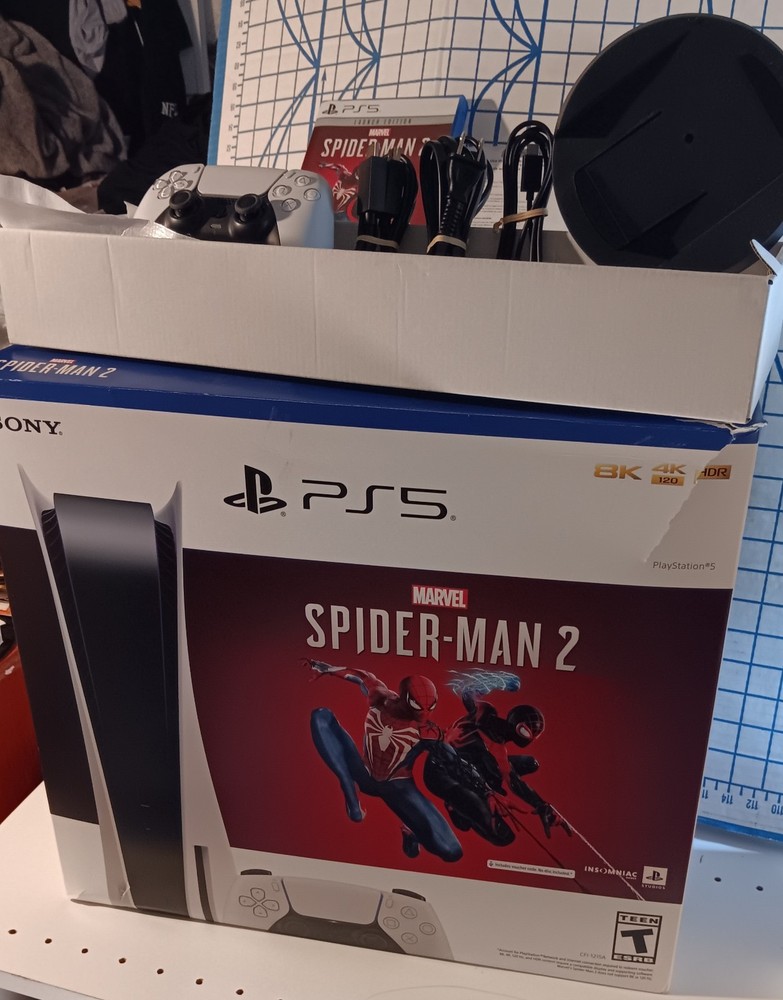 Sony PS5 Slim Blu-Ray Edition Marvel's Spider-Man 2 Bundle 825GB Video Game...
