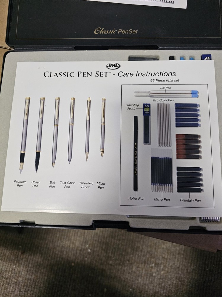 JML Classic Pen Set 5 Pens, a Pencil & Refills & Storage Case-Vintage, Missing 1