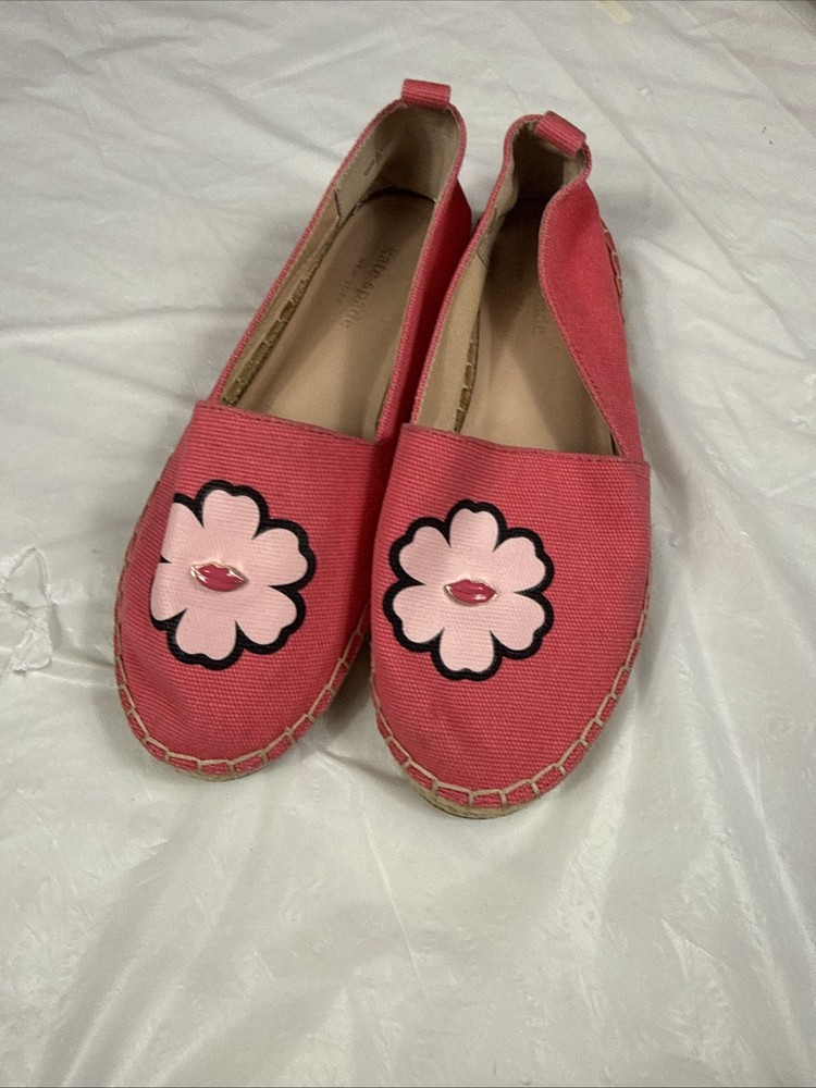 Kate Spade Gavyn Pink Peony Lip Floral Espadrille Flats Shoes Women Size 6 M