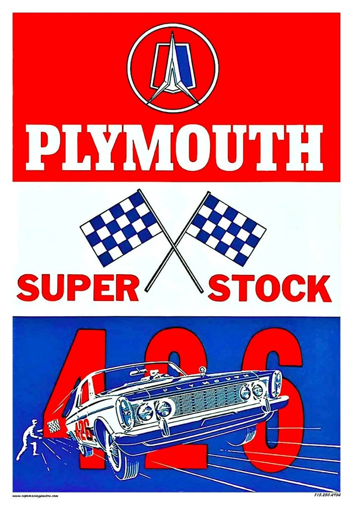 Plymouth 426 Super Stock Classic Car Poster 24x18 Inches
