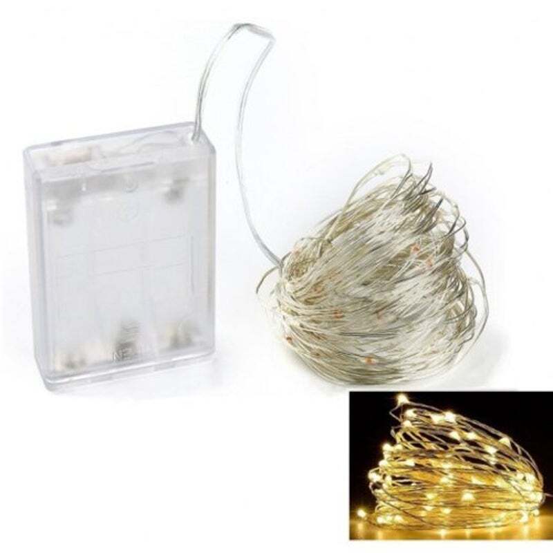 10M 100 Led Silver Wire Strip Light Battery Operated 1Pc Warm White silver Strin