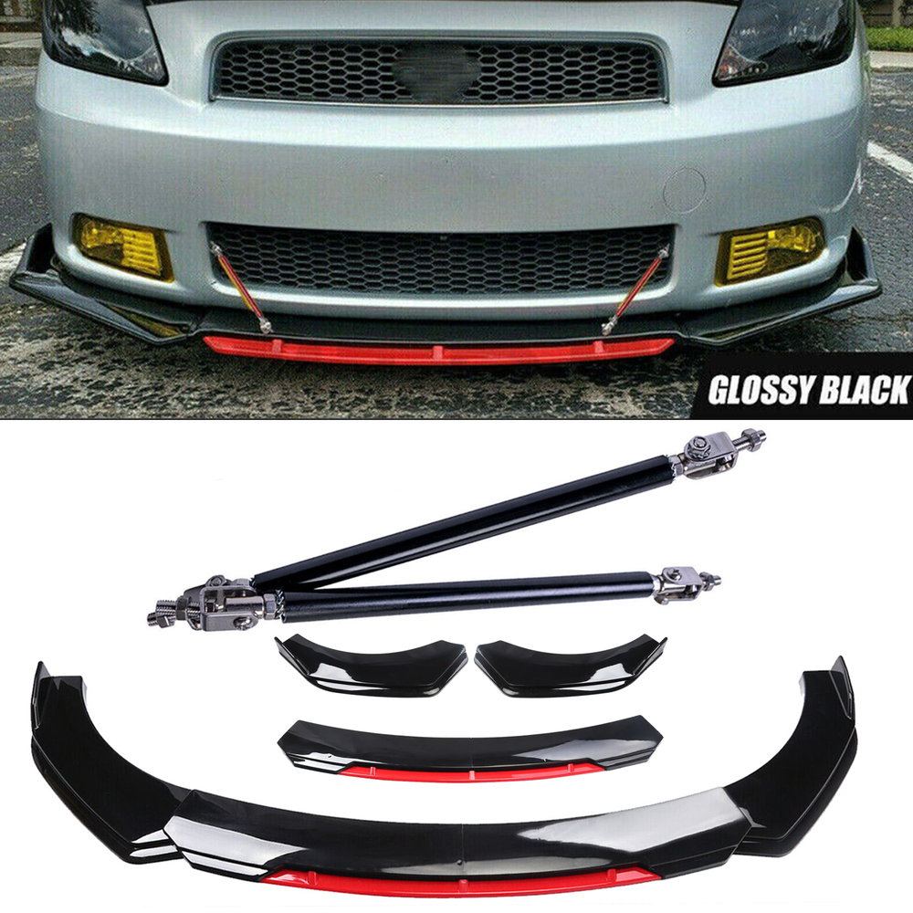 For Scion tc xb Front Bumper Lip Chin Splitter Strut Rods Glossy Black Body Kits