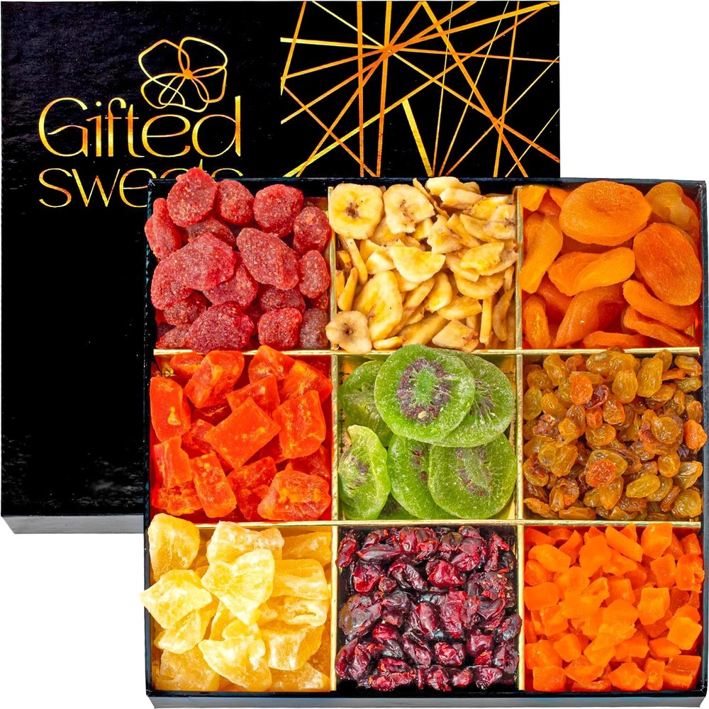 Tropical Dried Fruit Gift Basket with 9 Gourmet Varieties - Healthy Snack Assortment