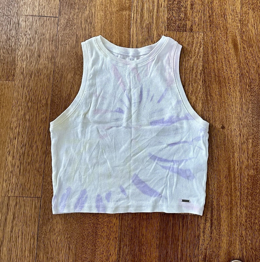 Hollister Tie Dye Tank Crop Large L  Ribbed High Neck