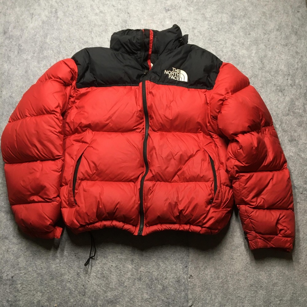 The North Face Nuptse 700 Jacket Mens Large Red Black Down Puffer Hooded