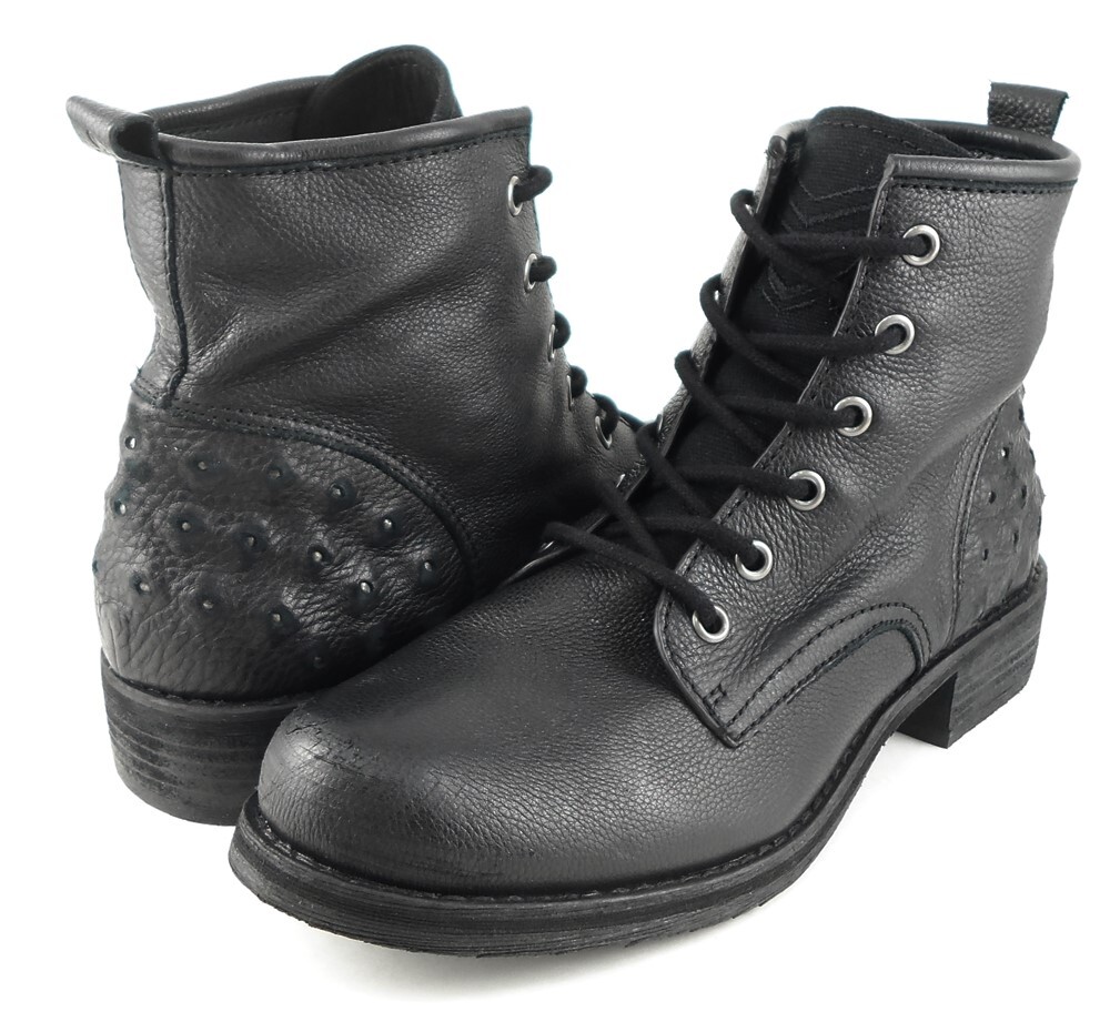 Sam Edelman Brandi Black Studded Leather Combat Boots Size 7 - $185