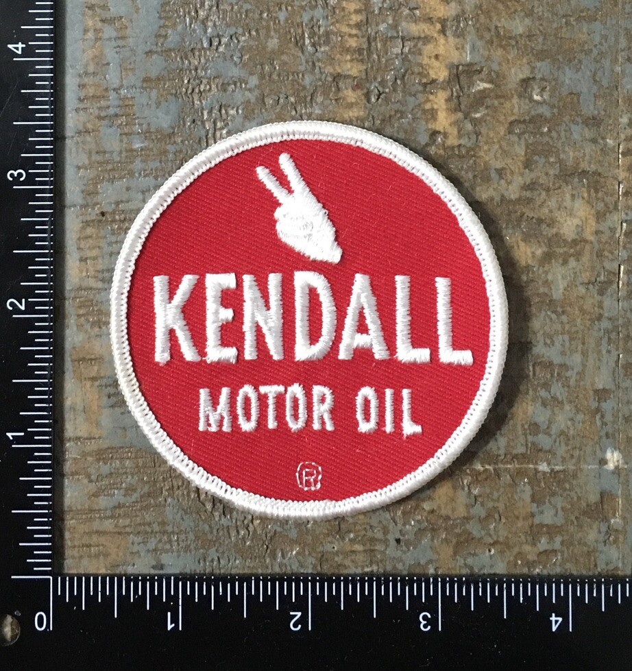 1970s Vintage KENDALL MOTOR OIL Twill Embroidered Sew-On Logo Patch
