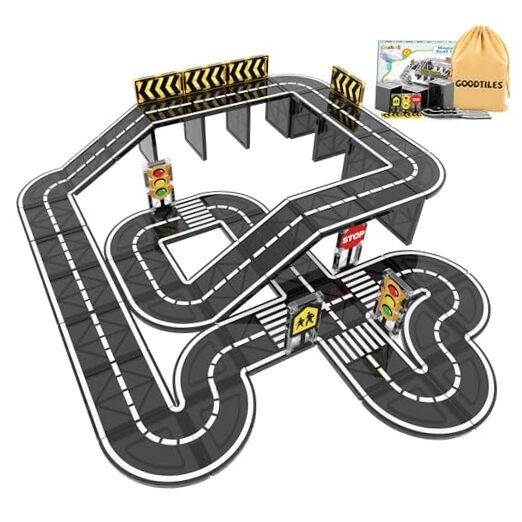 Magnetic Tiles Road Expansion Set - STEM Building Blocks for Kids Ages 3+