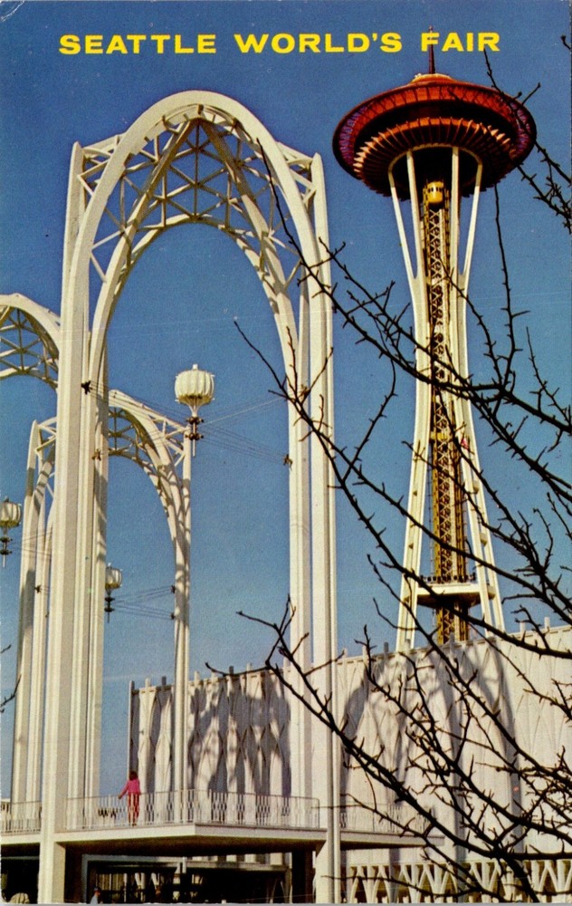 Vintage Seattle World's Fair Science Building & Space Needle Postcard 27602