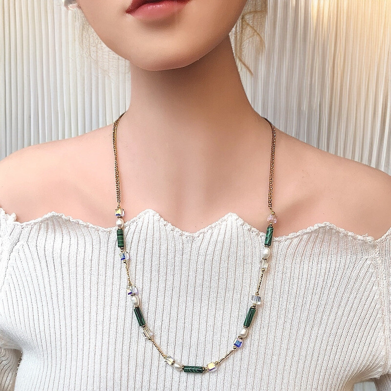 Elegant Women's Freshwater Pearl Bamboo Choker Necklace