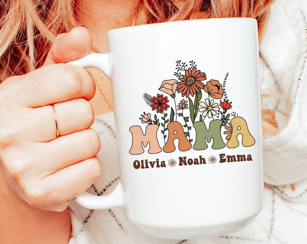 Custom Mama Mug Wildflowers Mama Mug With Kids Names Personalized Mothers Day Gi