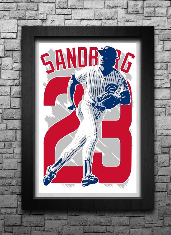 RYNE SANDBERG art print/poster CHICAGO CUBS FREE S&H! JERSEY