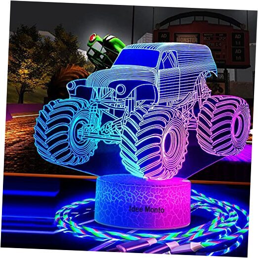 3D LED Monster Truck Night Light for Kids Room Cranberry-Themed Children’s Lamp