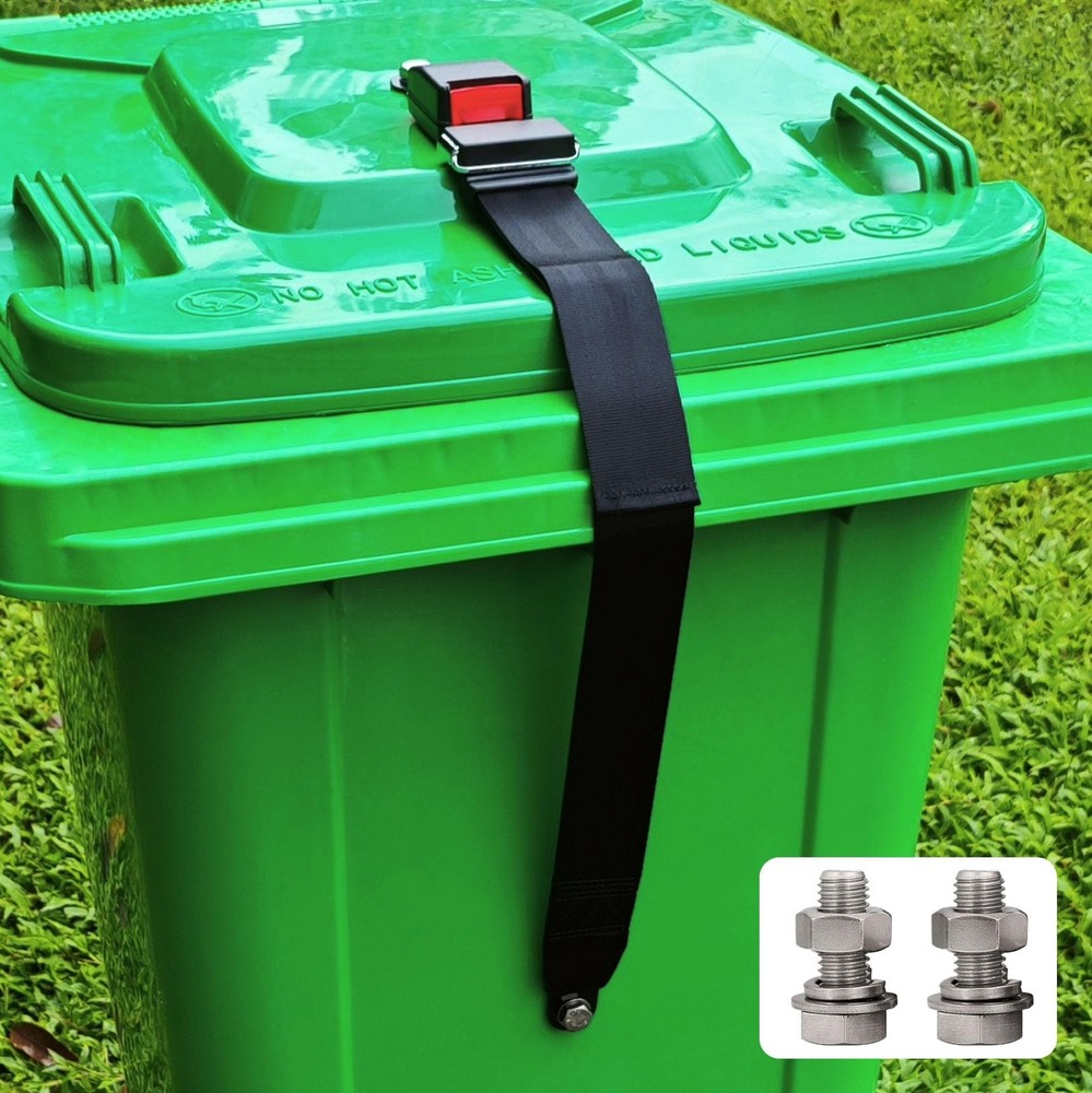 2 Pack Buckle Type Semi-Automatic Trash Can Locks for Animals,Trash Can Lid L...