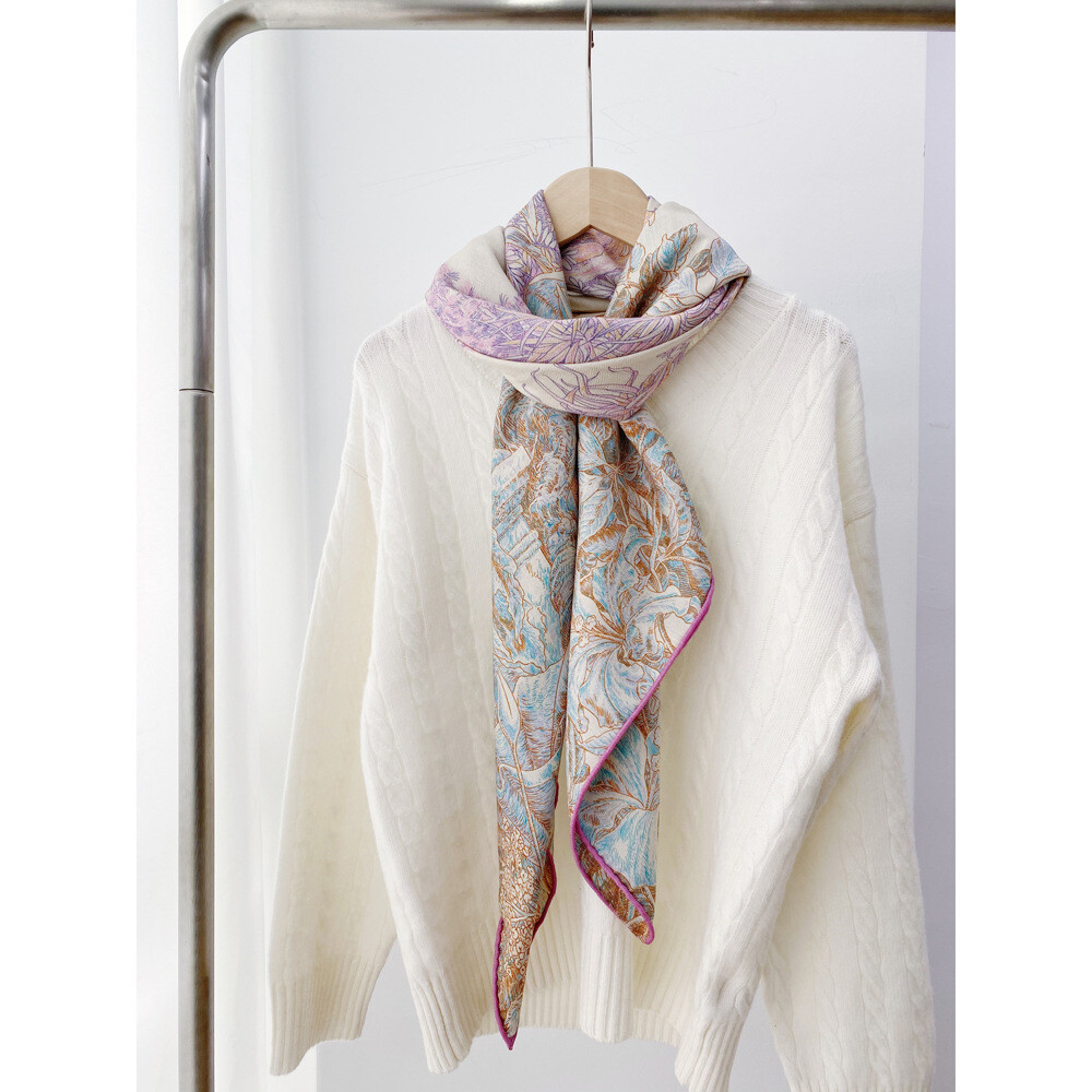 New Boutique 2025 70% Wool 30% Silk Double-Sided Shawl Printing Wrap Scarf 53‘