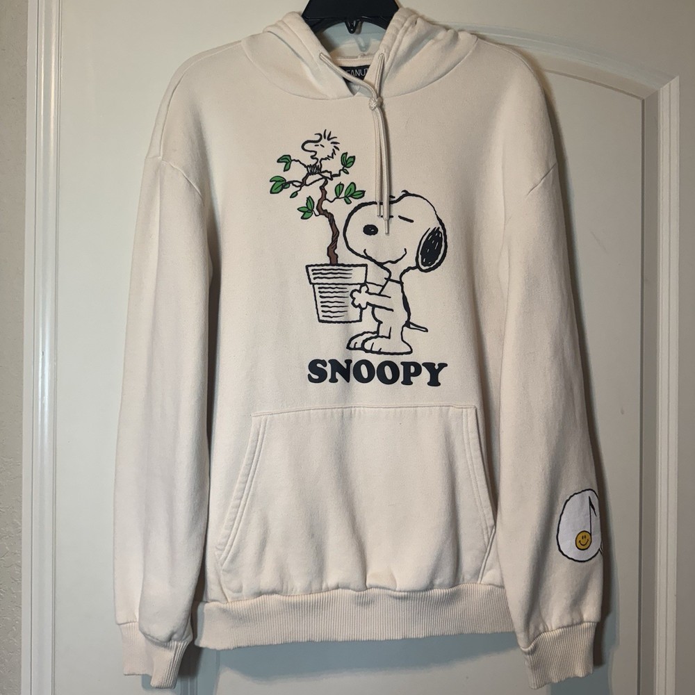 Vintage Peanuts Snoopy Woodstock Gardening Hoodie Men's Medium Comic Plant Design