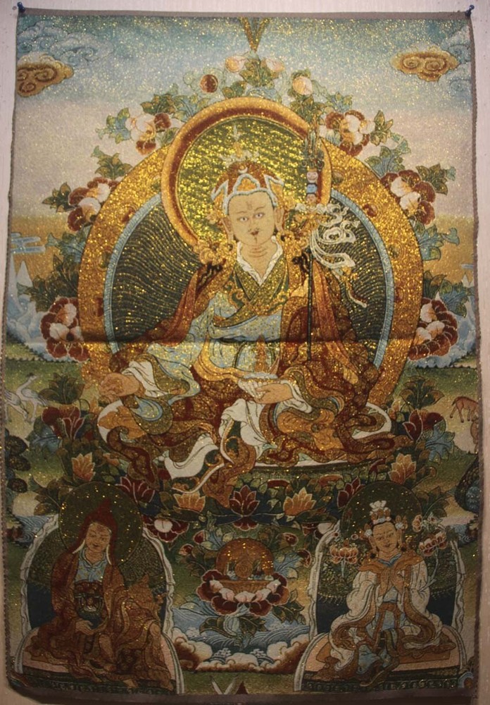 Nice Chinese Tibetan Buddhist embroidery Brocade Thangka Tangka Padmasambhava