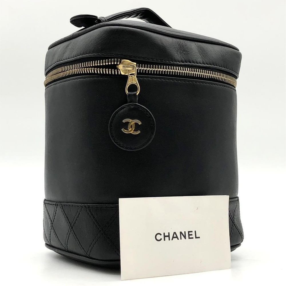 Chanel Lambskin Black Vanity Bag with Gold Coco Mark Hardware