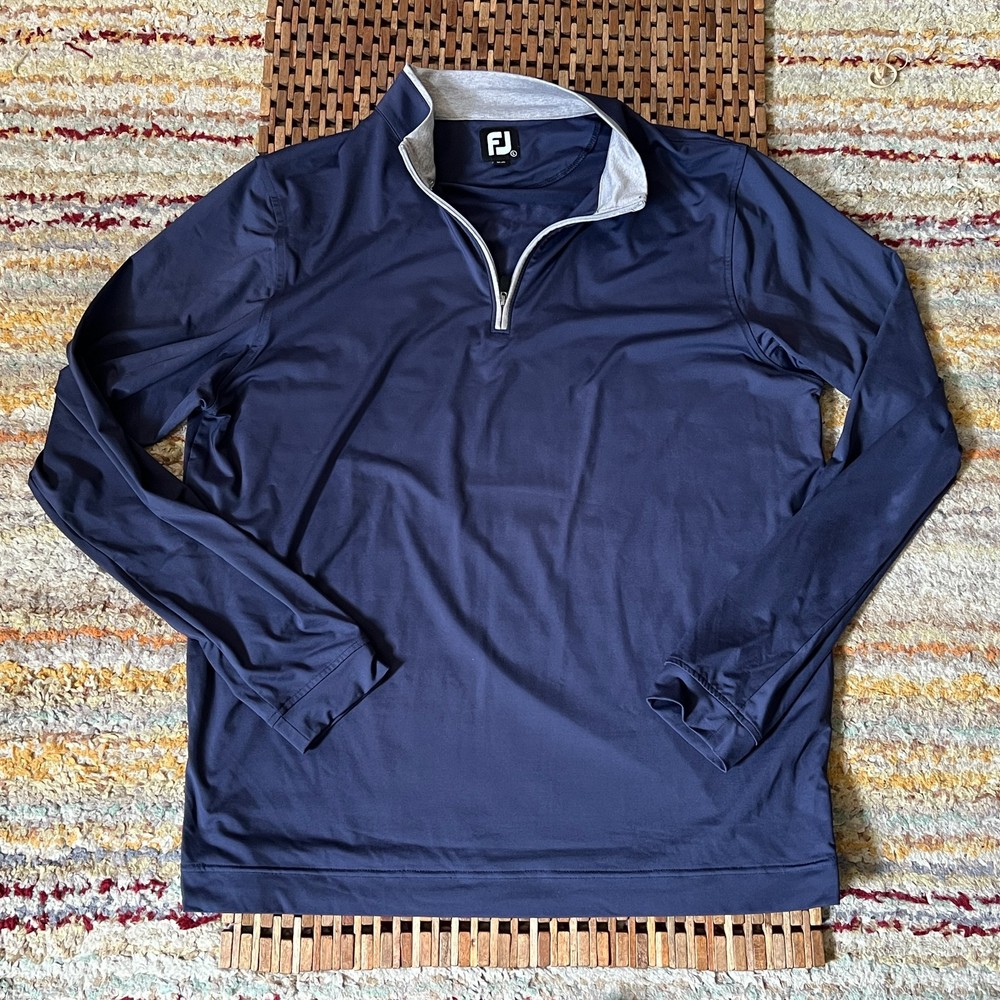 FJ Footjoy Performance 1/4 Zip Pullover Sweater Blue Men's Size Large L