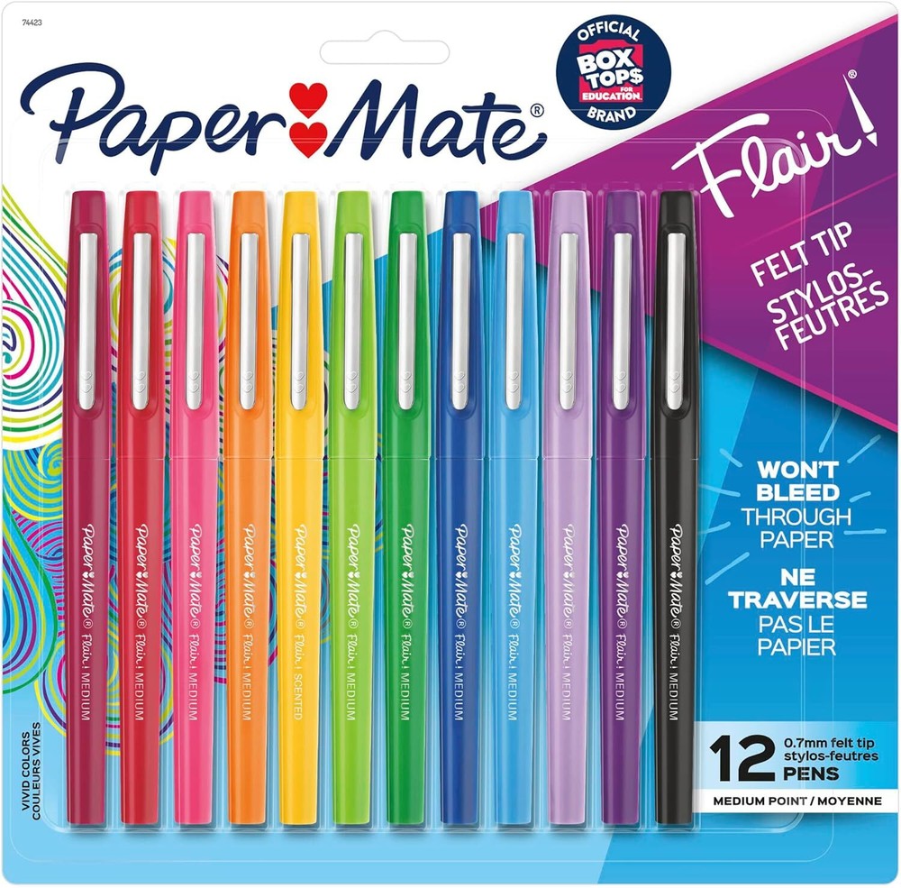 Paper Mate Flair Felt Tip Pens | Medium Point 1 Count (Pack of 12), Assorted
