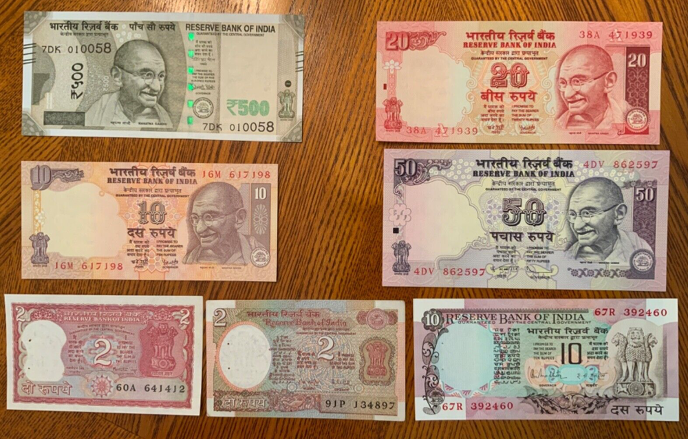 Vintage World Banknote Lot from India.