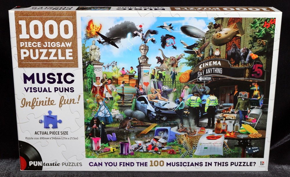 Music Viusal Puns 1000 Piece Jigsaw Puzzle Puntastic Puzzles w/Hints NIB