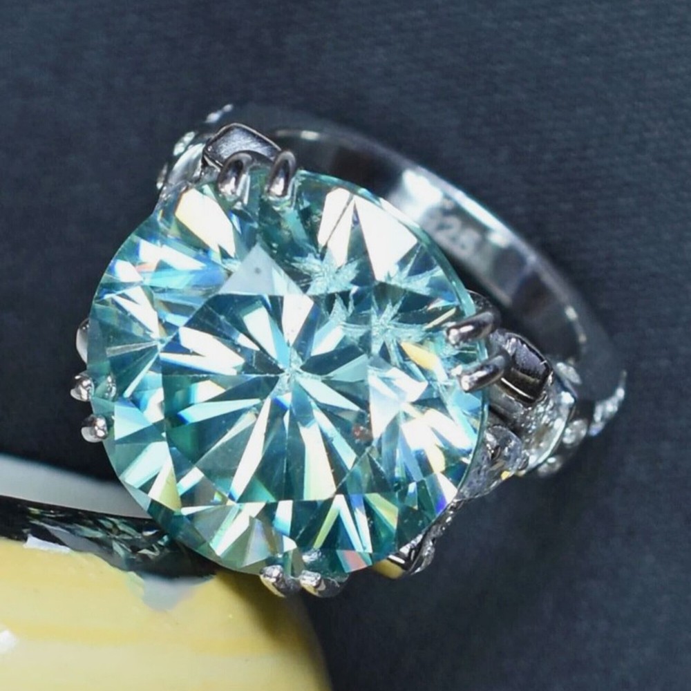 8.00 Ct Certified Blue Round Diamond Ring 925 Silver Big Christmas Gift Pick