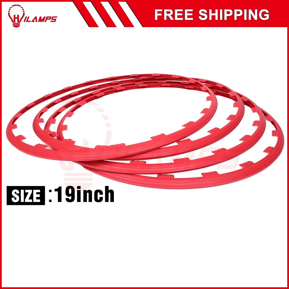 For BMW Chevy Ford Heavy Duty Car Wheel Hub Rim Protecting Trim Ring 19 Inch Red