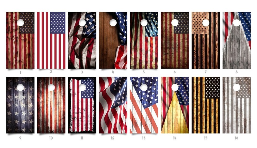 2 Cornhole Board Wraps / USA Flag Designs  / Laminated / Waterproof Fade Proof