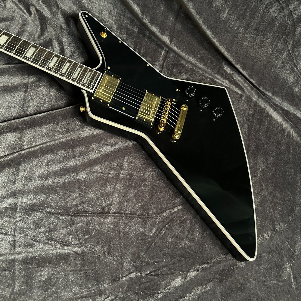 Electric Guitar Black Color Mahogany Body ABR-1 Bridge Explorer Guitar