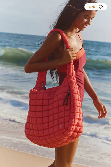 Limited time offer Free People quilted carryall bag in coral brand new with tag-image