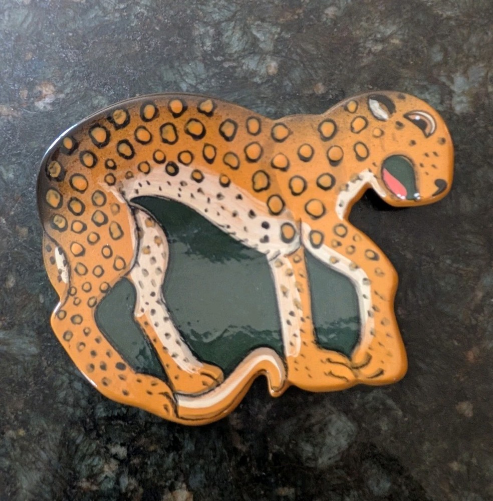 Vintage Alison Palmer Ceramic Leopard Trinket Dish- Signed
