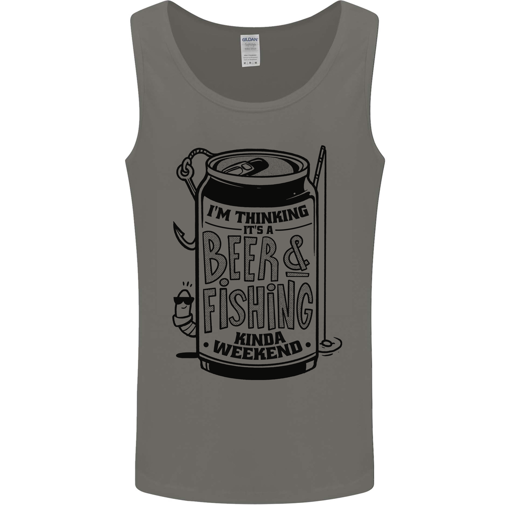Im Thinking Beer & Fishing Weekend Funny Mens Vest Tank Top