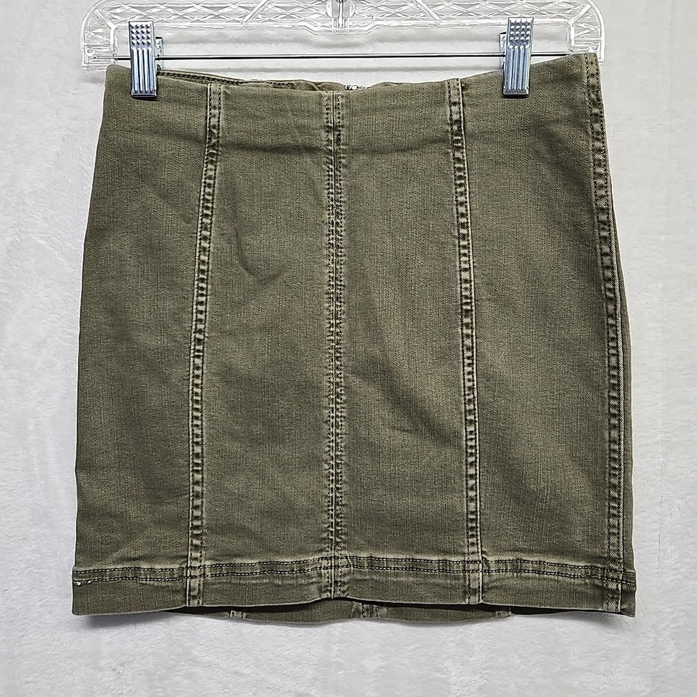 Free People Skirt Women 6 Modern Femme Denim Mini Army Green Y2K Summer Festival
