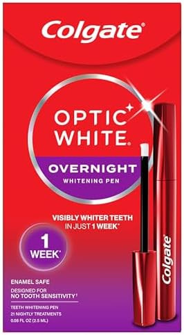 Colgate Optic White Overnight Teeth Whitening Pen with 35 Treatments for Brighter Smile  
