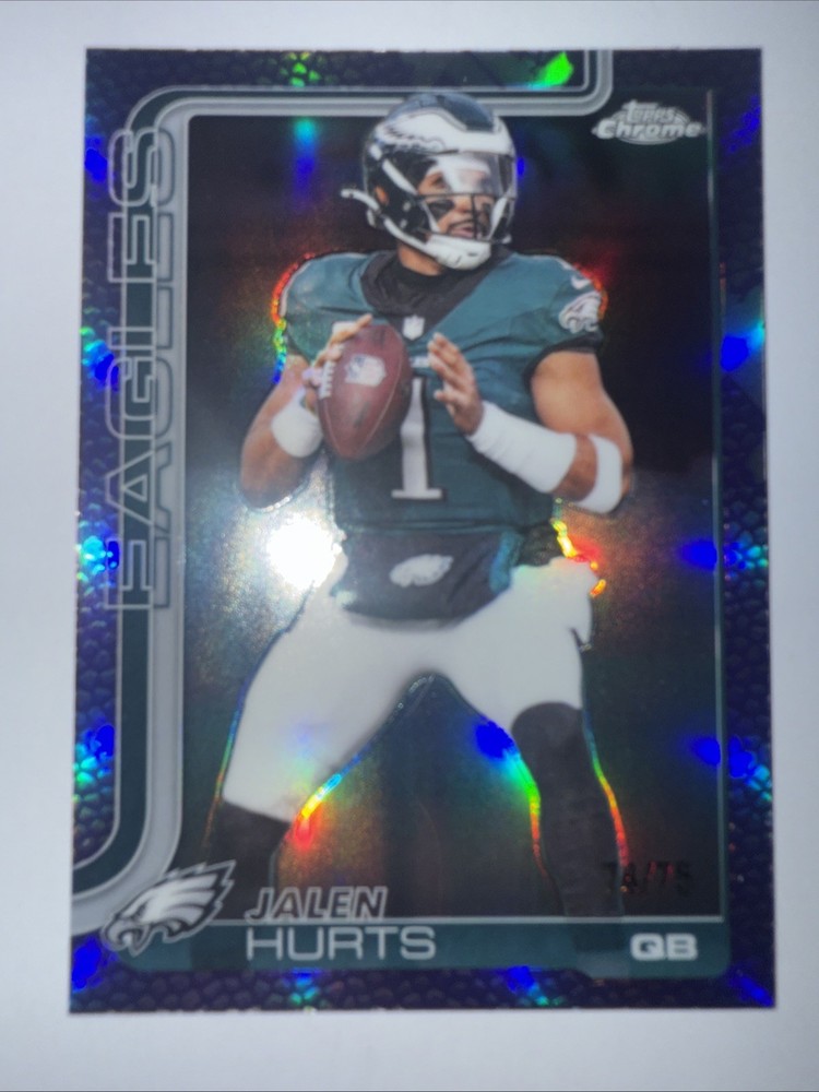 2025 Topps Chrome Football No 247 Jalen Hurts Purple Football Boarder 74/75