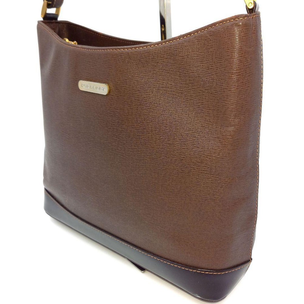 Burberry Shoulder Bag Nova Check Leather Brown Authentic F1105131