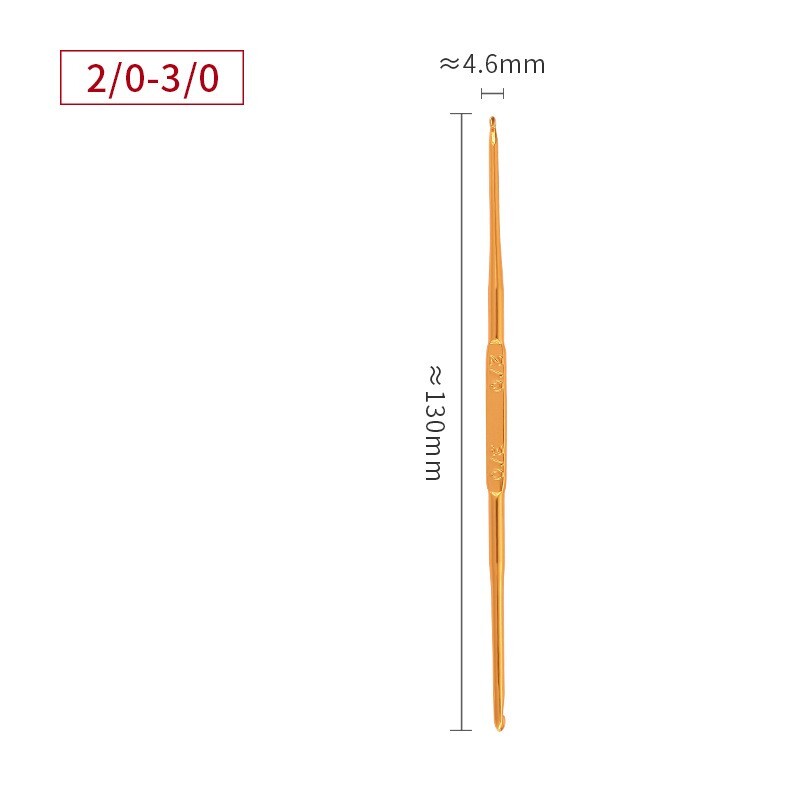 Double End Crochet Hooks Set 2/0-3/0 Aluminum Golden Knitting Needles 10Pcs-image