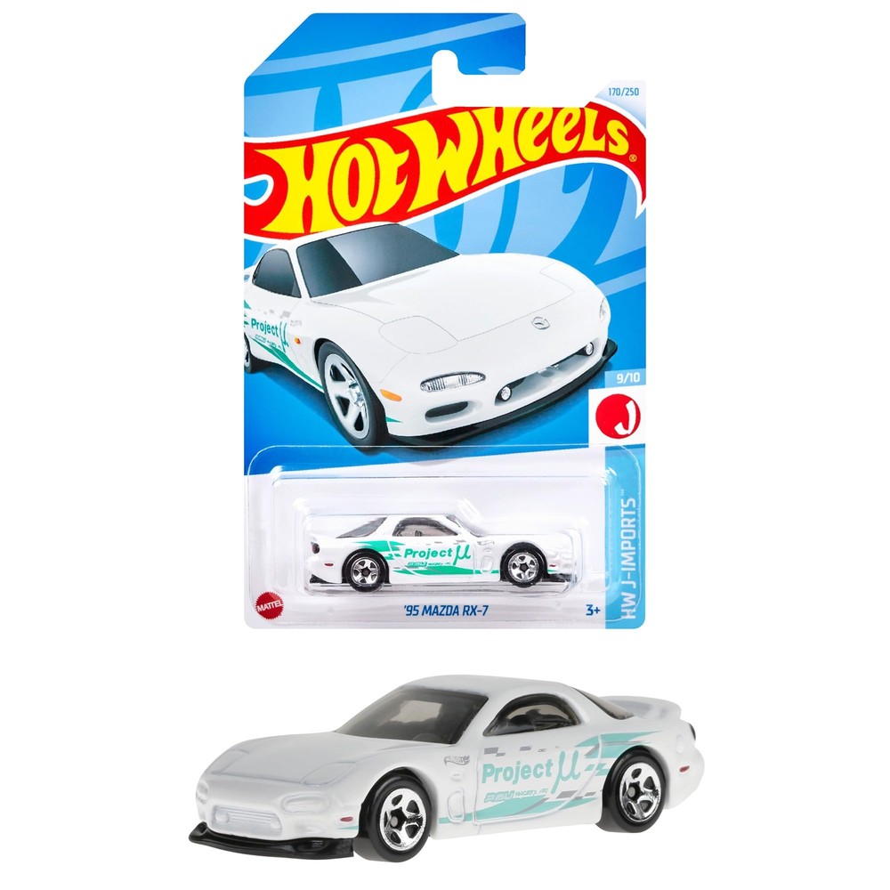 Hot Wheels Basic Car '95 Mazda RX-7 Toy Vehicle Miniature White HXR10